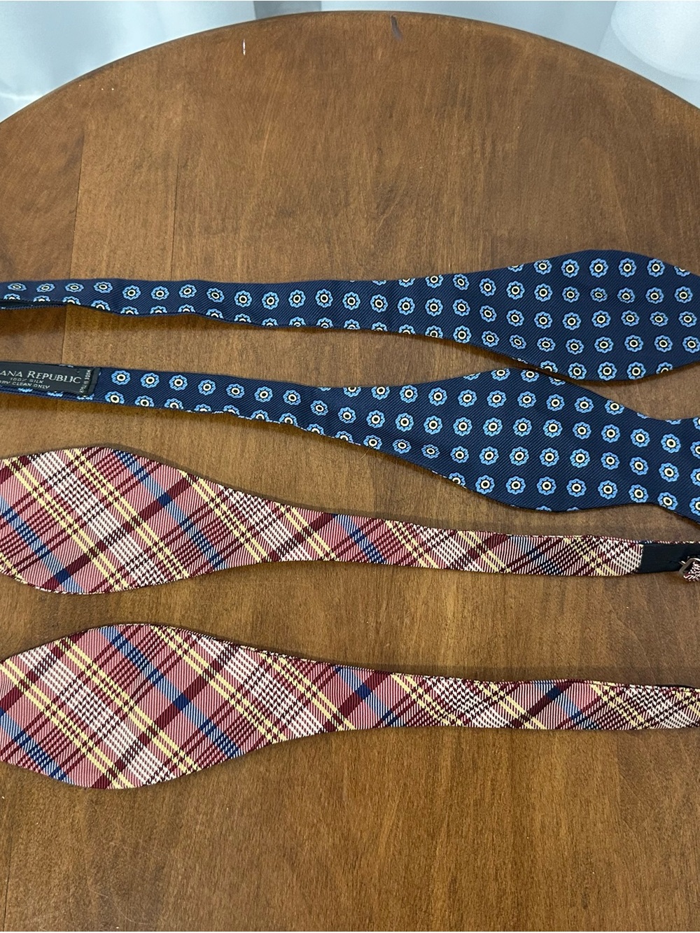 Banana Republic Navy Floral and Burgundy Plaid Self-Tie Bow Ties - Set of 2